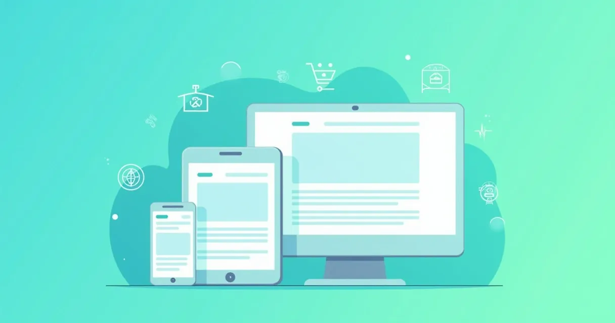 Ilustração de site responsivo em smartphone, tablet e computador, destacando a acessibilidade.