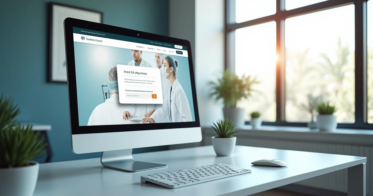 Monitor com site de clínica médica e agendamento online, alternativa aos planos da Doctoralia