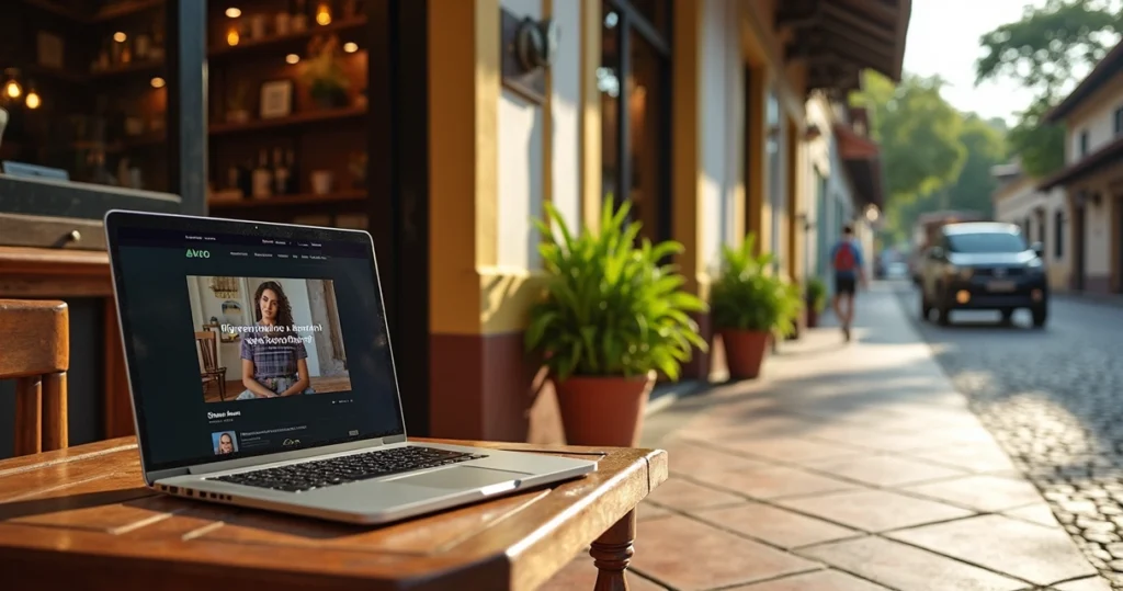 Computador exibindo um site no centro histórico de Diamantina, ideal para um portfólio de uma agência de sites em Diamantina.